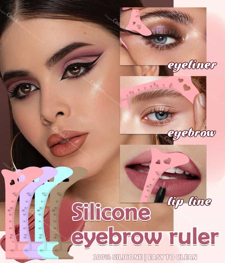 Silicone eyebrow ruler set with eyeliner, eyebrow, and lip line uses