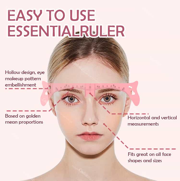 Easy-to-use silicone eyebrow shaping ruler with measurement guide