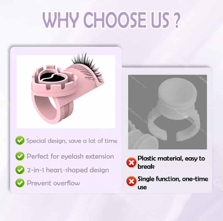 Why choose silicone eyelash glue ring with heart-shaped design