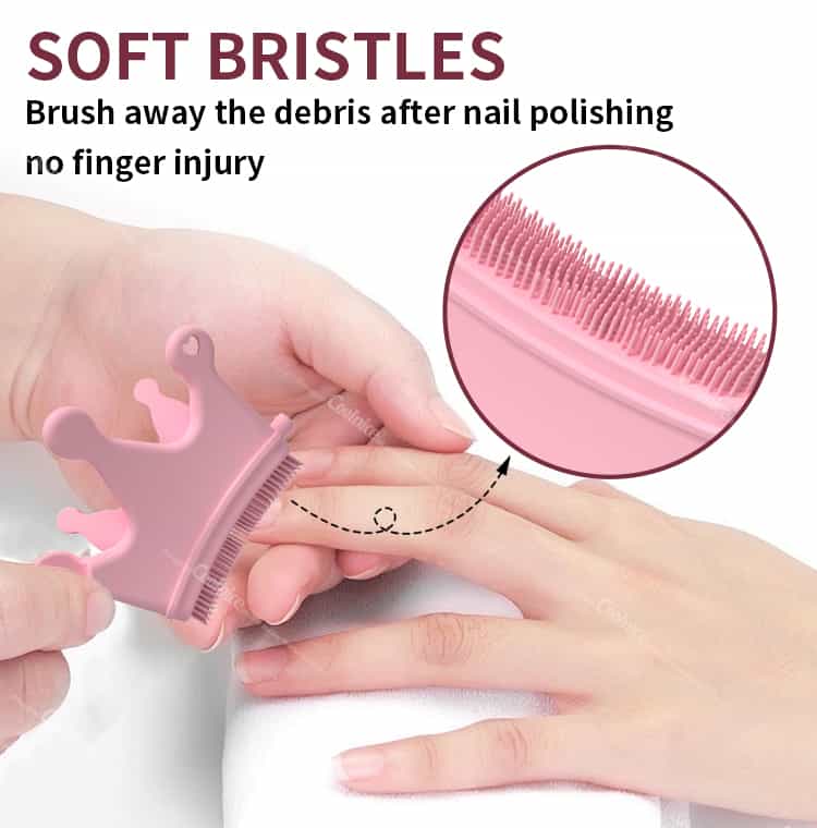 Soft bristle silicone nail separator for safe nail cleaning