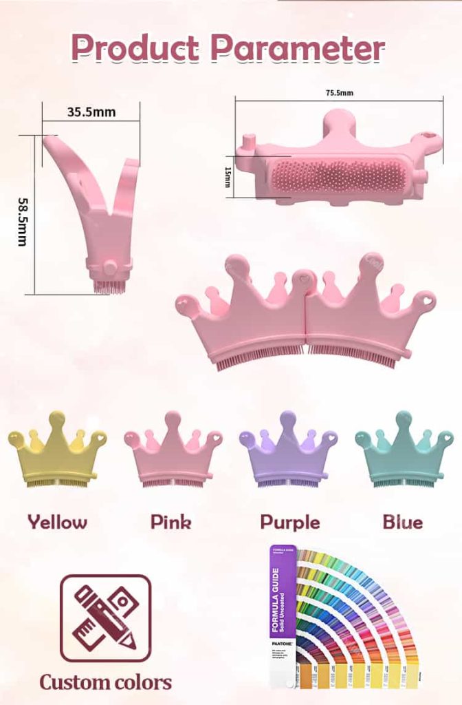 Silicone crown nail separator size chart and color options