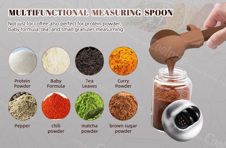 Multifunctional silicone measuring spoon for coffee, protein, tea, spices