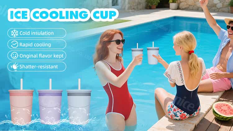 Ice cooling cup for poolside summer use