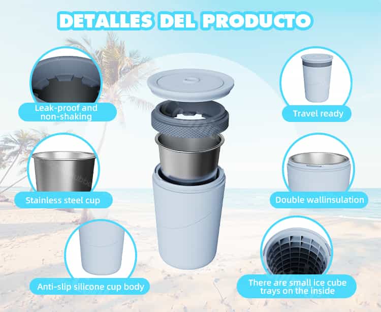 Stainless steel and silicone ice cooling cup components