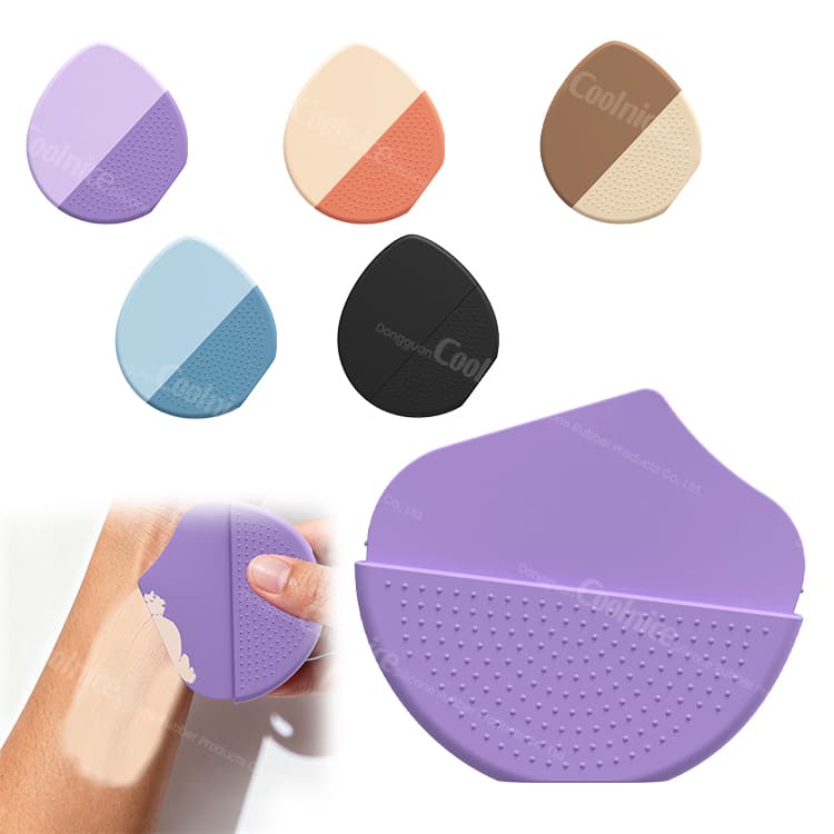 Silicone applicator used for blending foundation on hand