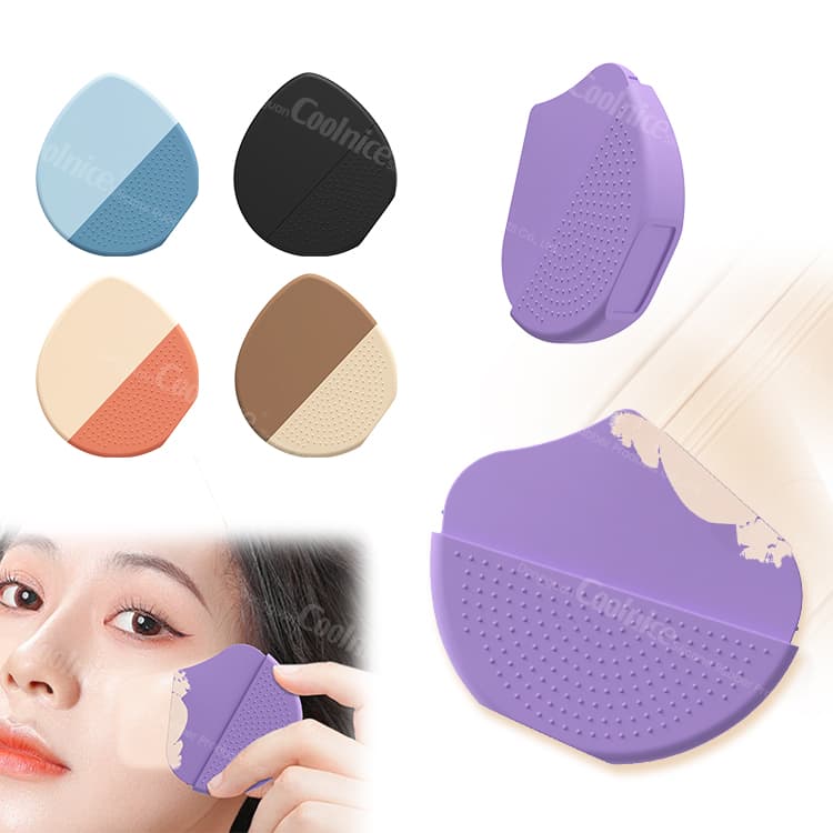 Silicone foundation applicator with teardrop shape and soft surface texture