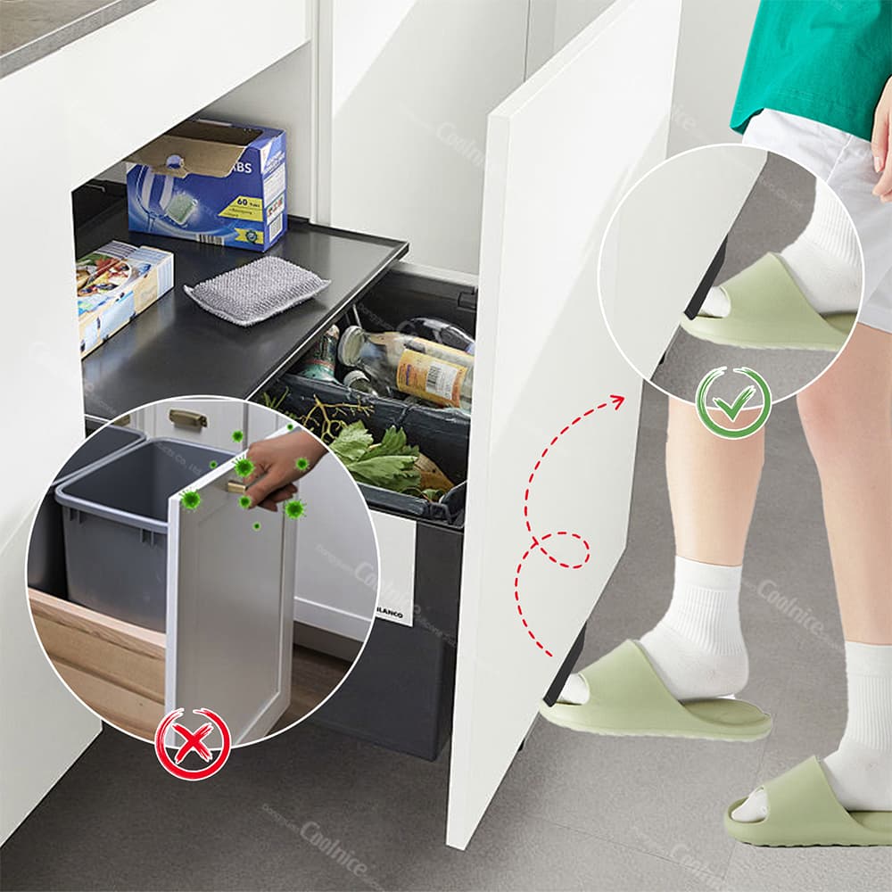 Silicone foot door opener for furniture drawers and cabinets