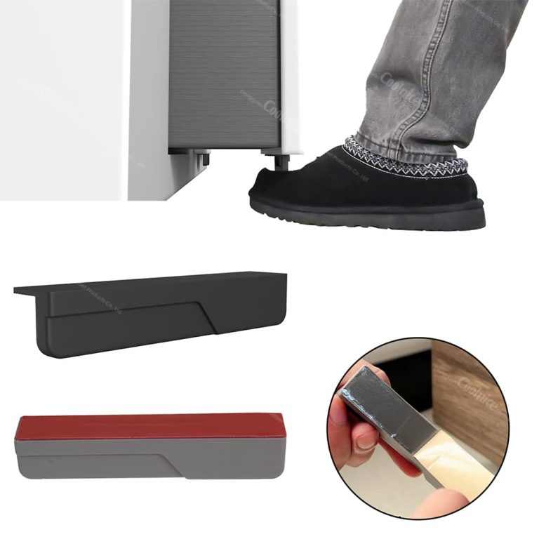 Silicone foot door opener for hands-free cabinet opening shown in daily use