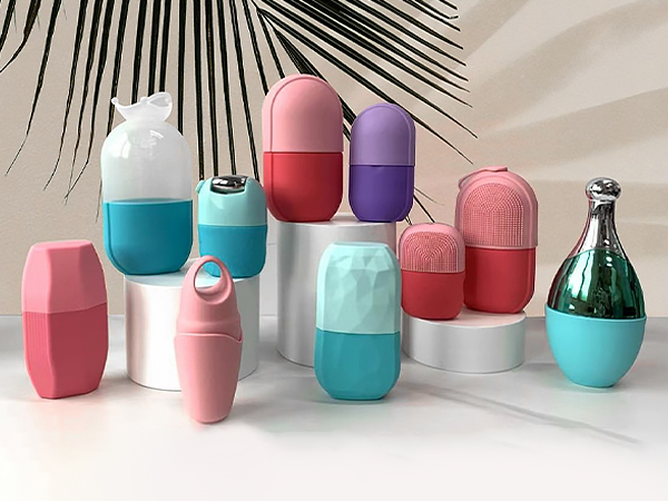 Custom silicone ice face roller collection showcasing various styles for beauty and cosmetic brands