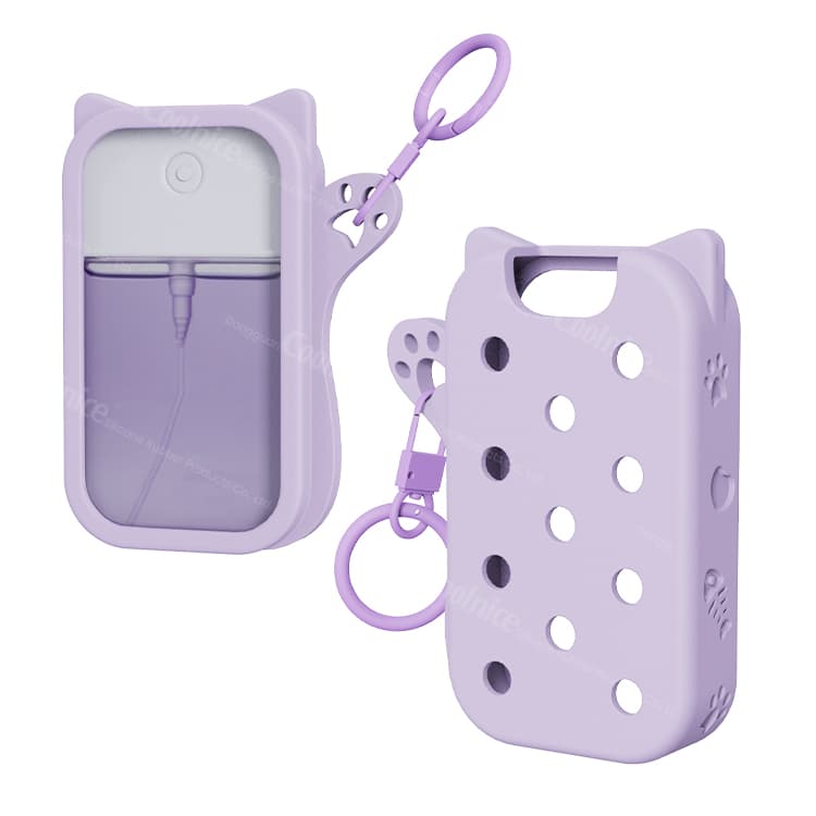 Lavender silicone sanitizer spray case front and back design