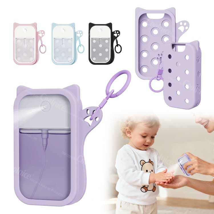 Cat ear silicone spray case with DIY decoration ideas