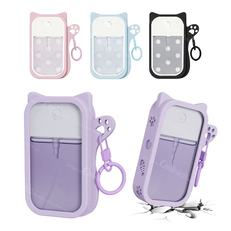 Cat ear silicone sanitizer spray case set in multiple colors