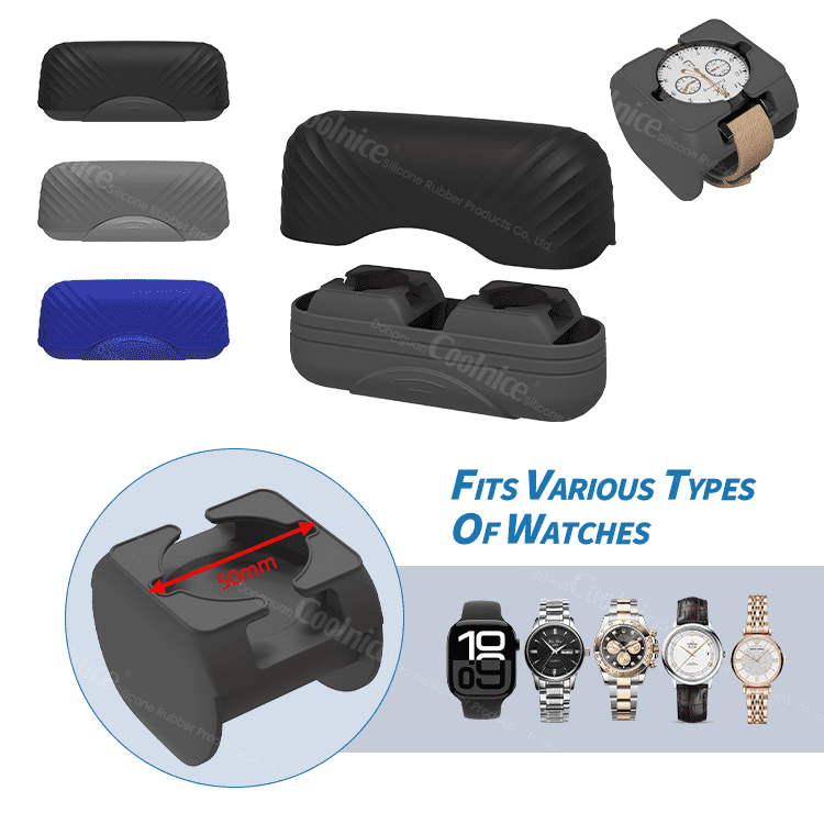 Silicone watch storage case fits different types of watches