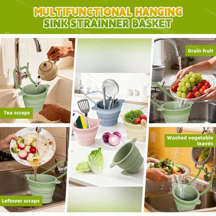 Multi-functional silicone sink strainer used for fruits and vegetables