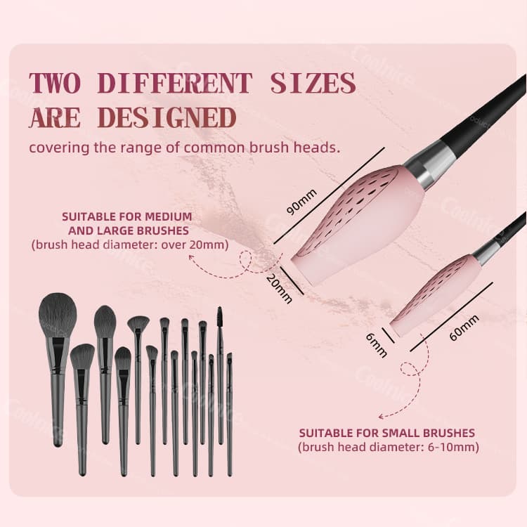 Two sizes of silicone makeup brush guards for different brush heads