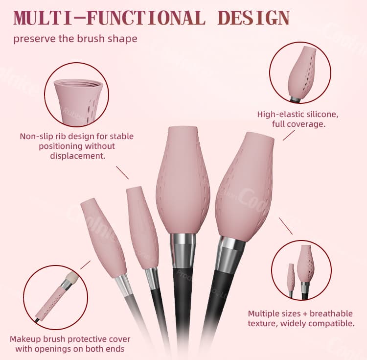 Multi-functional silicone brush guard showing non-slip and rib design