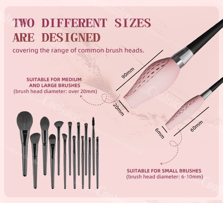 Two different sizes of silicone brush protectors for various brush heads