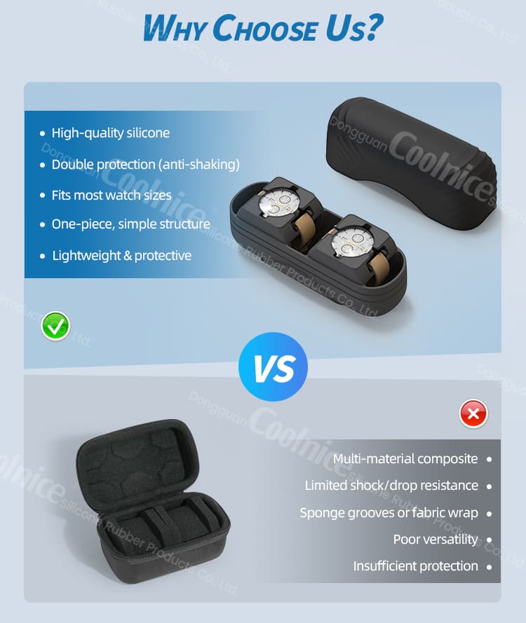 Comparison of Coolnice silicone watch storage box vs traditional watch case