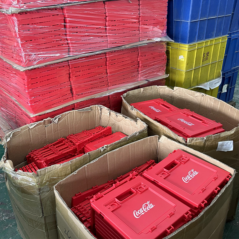 Custom red folding storage box panels for Coca-Cola brand
