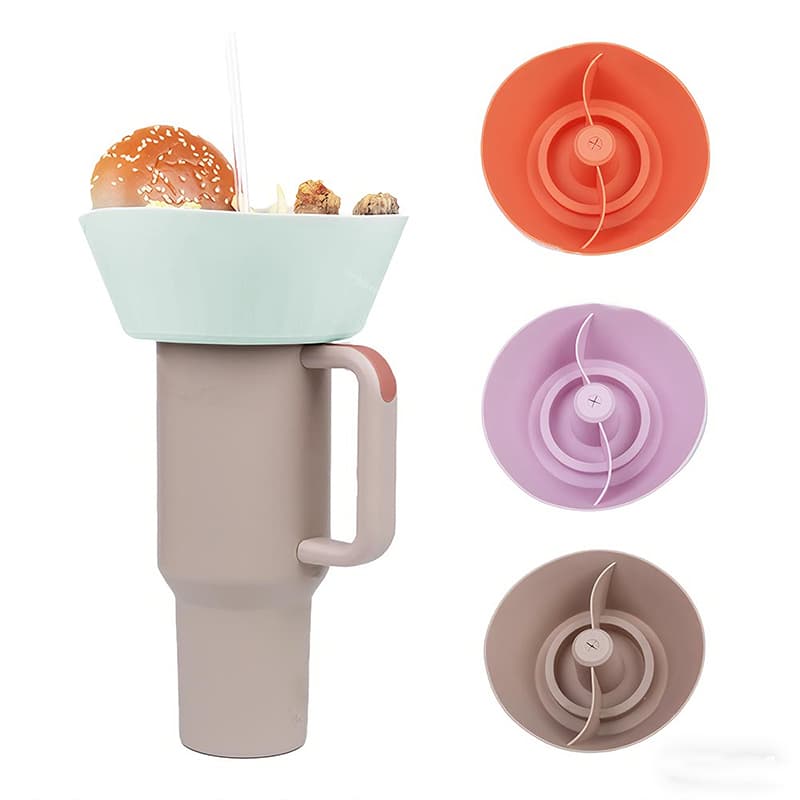 silicone snack bowl attachment for tumblers and drinkware