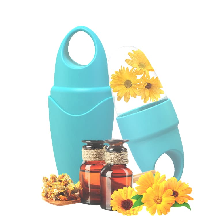 Silicone Ice Roller with Floral Essence Bottle