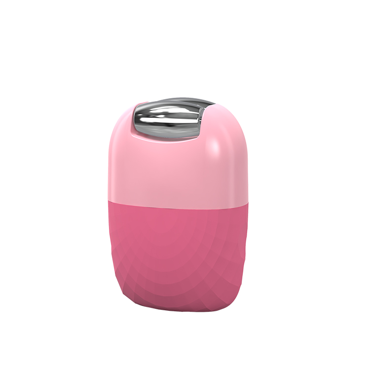 Compact pink ice face roller with stainless steel head