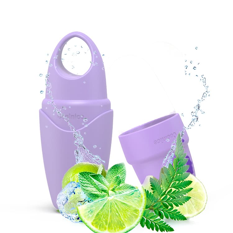 Purple Silicone Ice Roller with Lime and Water Splash