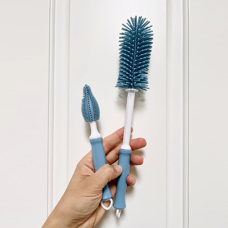 Silicone bottle brushes with long handles for deep bottle cleaning