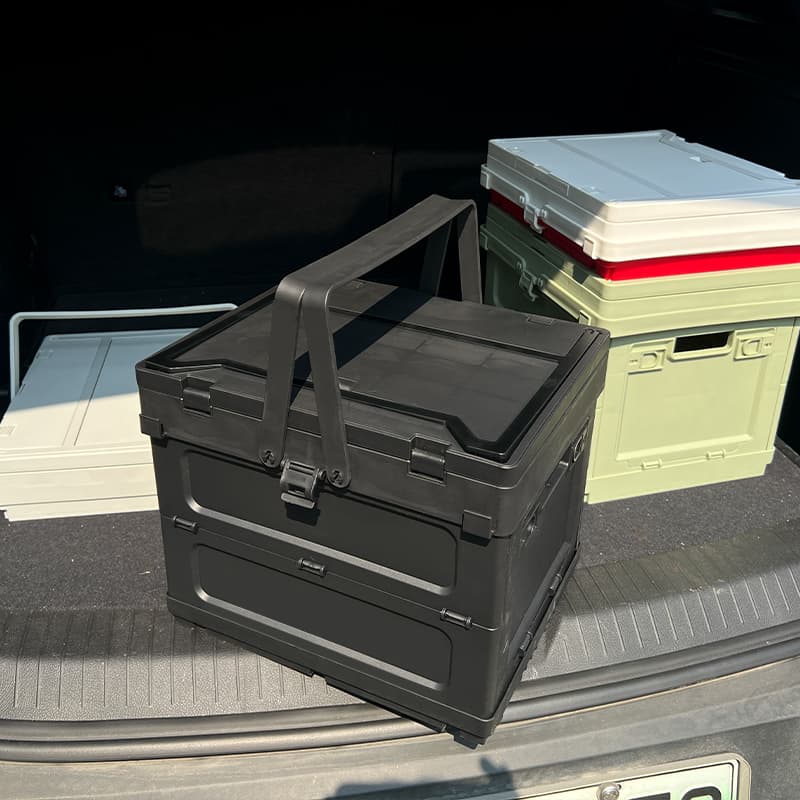 Custom portable folding storage box with lid for car trunk organization