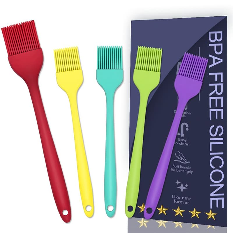 Silicone basting brushes for cooking, baking, grilling, and pastry glazing