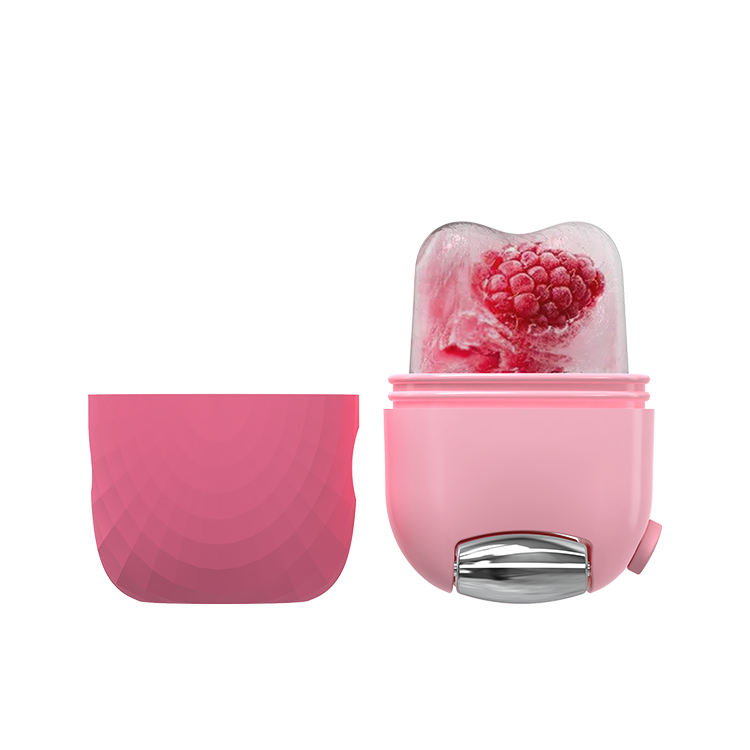 Raspberry-infused ice face roller with silicone cover