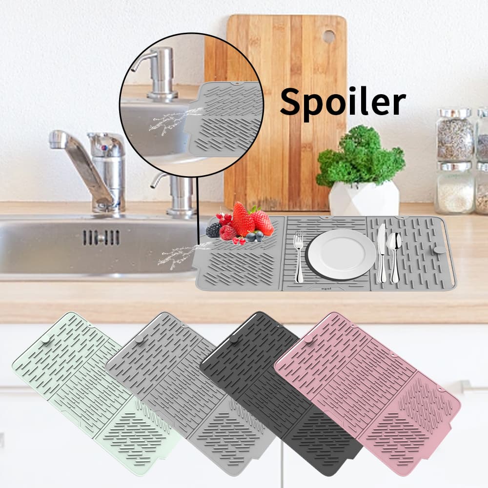 Silicone drying mat used beside sink with anti-overflow design