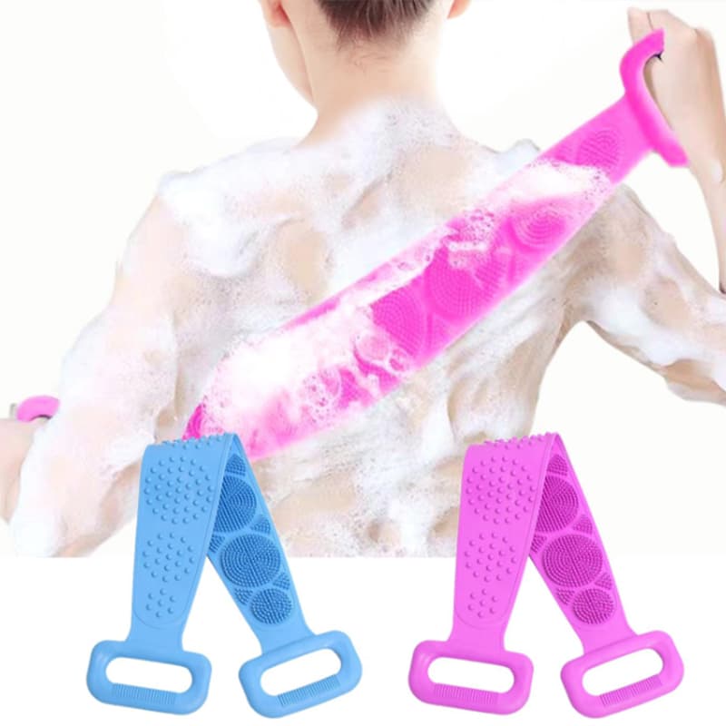 Silicone bath back scrubber for exfoliating and shower body cleaning