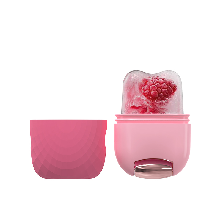 Raspberry-infused ice face roller with silicone cover