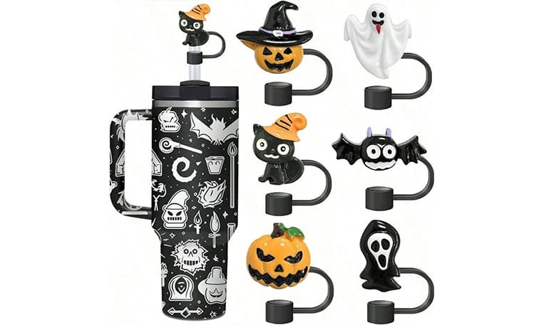 Halloween-themed silicone accessories molded with hydraulic technology, featuring characters like a pumpkin, ghost, and bat.