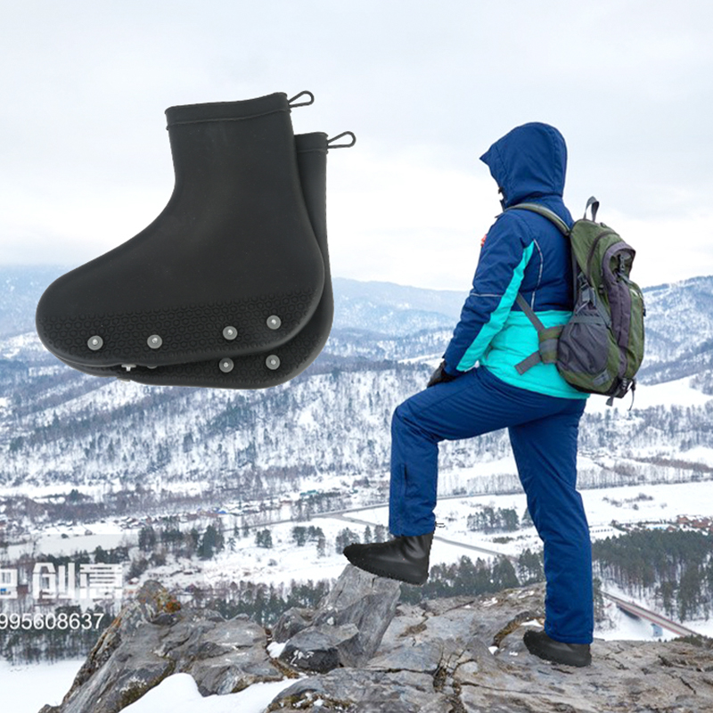 Silicone waterproof and anti-slip shoe covers for outdoor hiking and travel protection