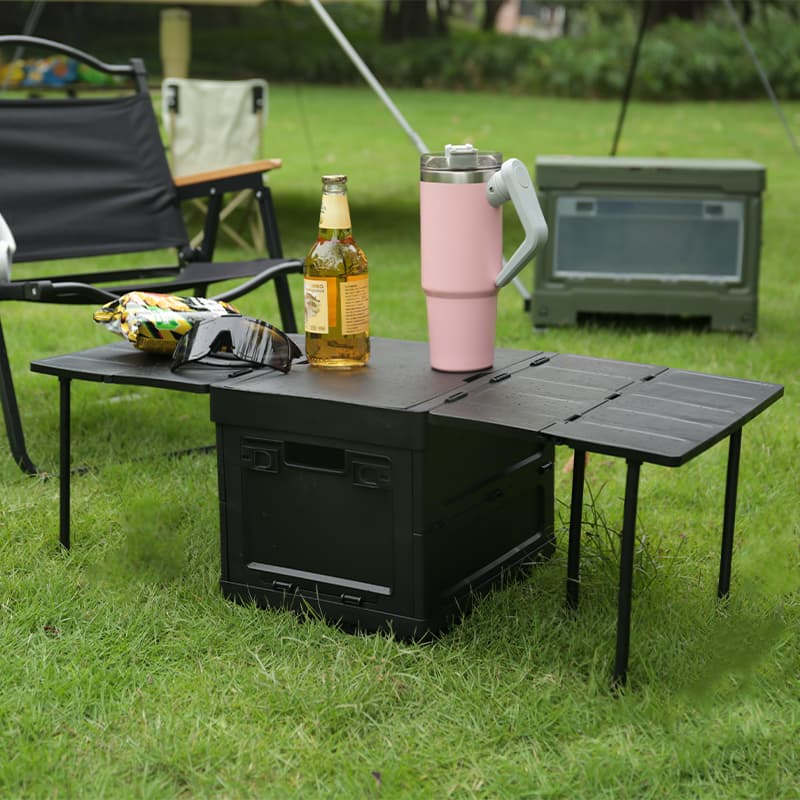 Custom outdoor folding storage box table for camping and picnic use