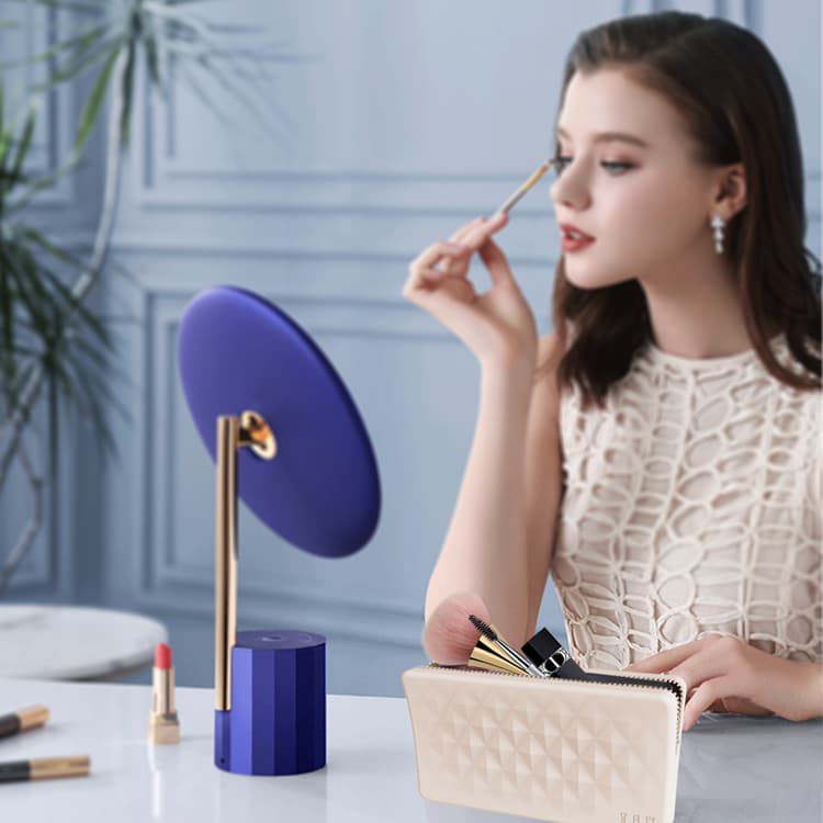 Silicone makeup bag used during daily beauty routine on vanity table