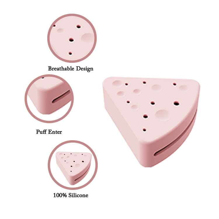 Breathable silicone puff case with ventilation holes and puff entry slot