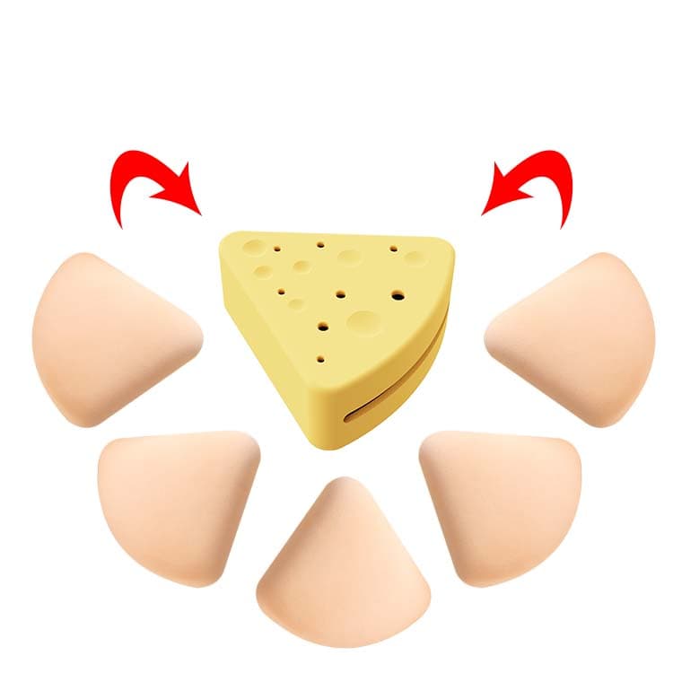 Silicone puff storage case surrounded by multiple triangle puffs