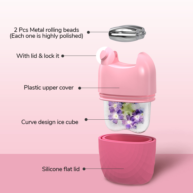 Exploded view of silicone ice face roller parts with labeled components
