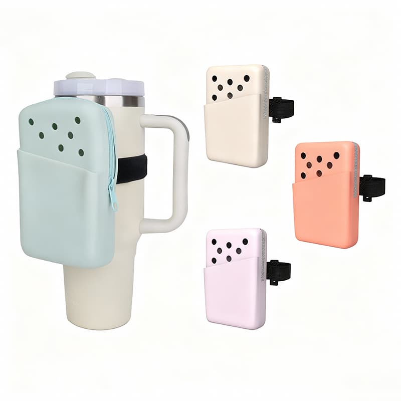 Custom silicone water bottle bag with adjustable strap