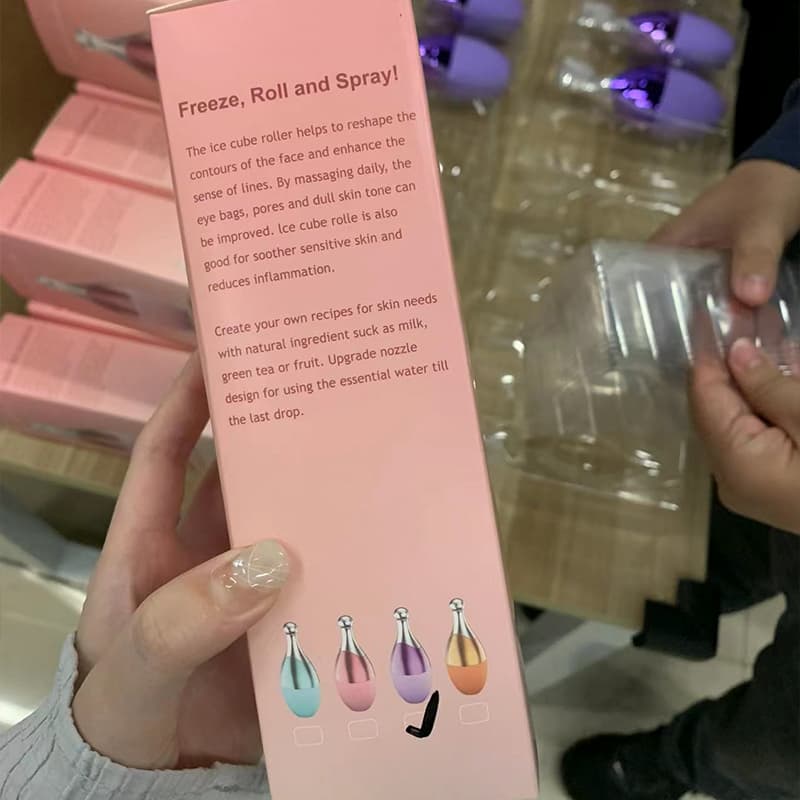 Custom silicone ice roller instruction manual and retail packaging box