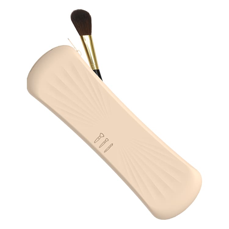 Single silicone makeup brush bag in beige color