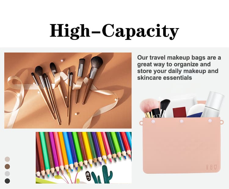 High-capacity silicone makeup storage bag