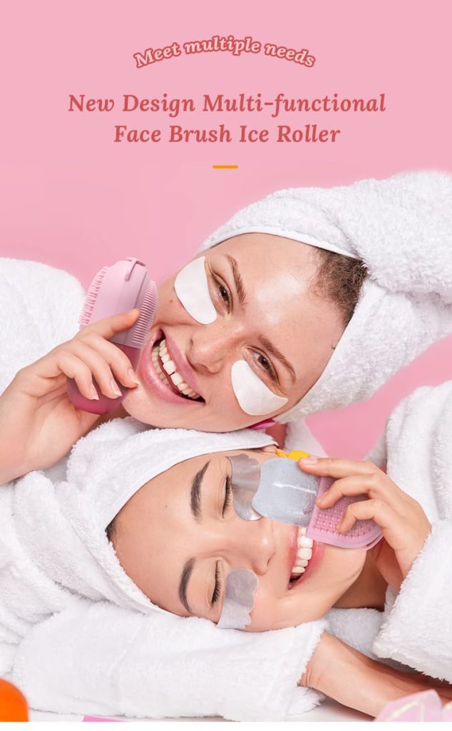 3-in-1 Ice Cube Roller with Facial Brush and Cleaner