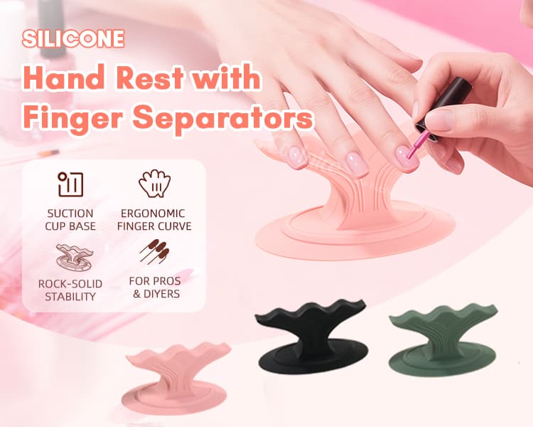Silicone hand rest with finger separators for nail art and manicure support