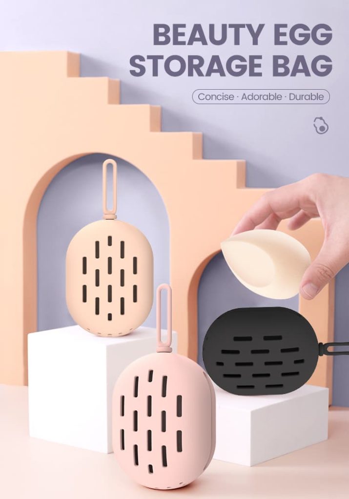 Silicone beauty egg storage bag with breathable design in multiple colors