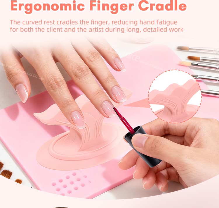 Ergonomic silicone finger cradle for reducing hand fatigue in nail art