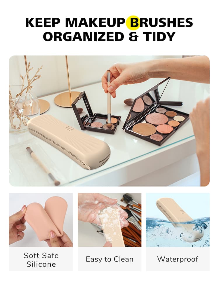 Silicone makeup brush bag for organizing beauty tools and keeping them tidy